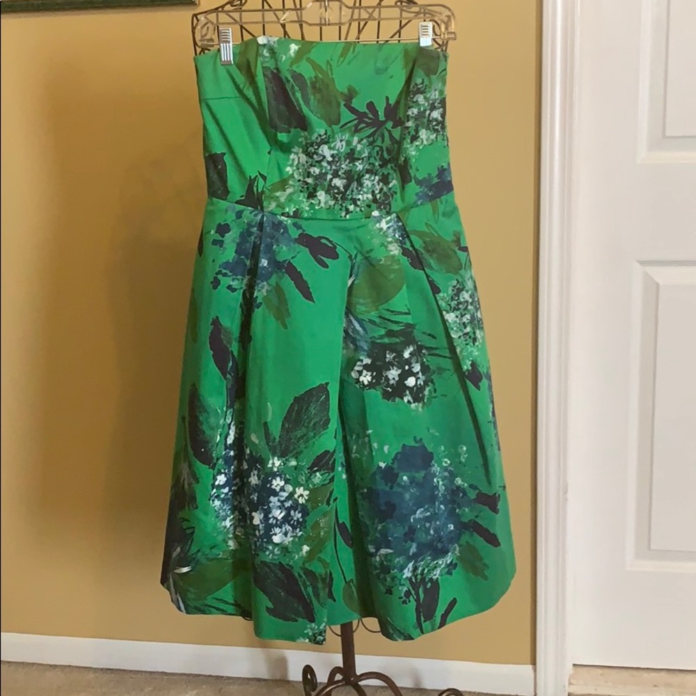 Teri Jon strapless dress, fitted top full bottom